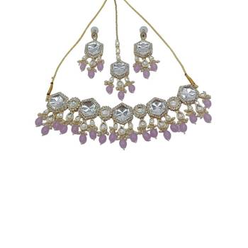  Tradtional Gold Plated Bridal Kundan Choker Wedding Earring Necklace Jewellery Set 2