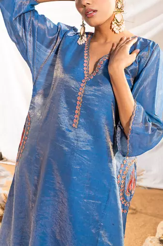 Blue cotton kurta set