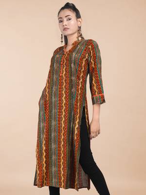 Maahi fabs women abstract bandhani rajasthani straight kurta 1