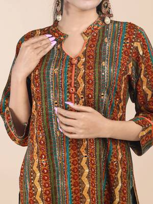Maahi fabs women abstract bandhani rajasthani straight kurta 2