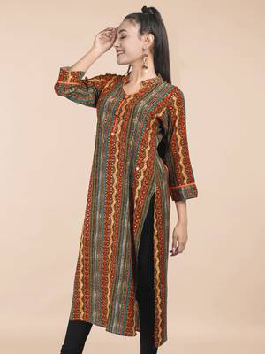 Maahi fabs women abstract bandhani rajasthani straight kurta 4