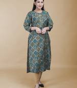 Maahi fabs women abstract floral bandhani dark printed work green kurta