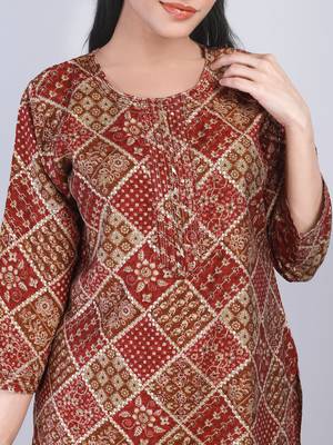 Maahi fabs women abstract floral bandhani dark printed work kurta 2