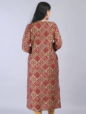 Maahi fabs women abstract floral bandhani dark printed work kurta 5