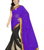 Purple embroidered chiffon saree with blouse