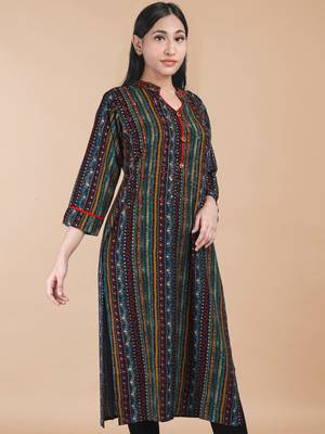 Maahi fabs women bandhani printed design straight cotton kurta 1