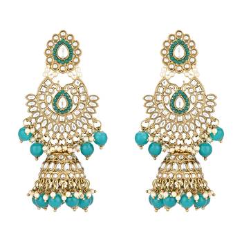 I jewels traditional kundan & pearl drop choker necklace jewellery with jhumki earrings & maang tikka set 3
