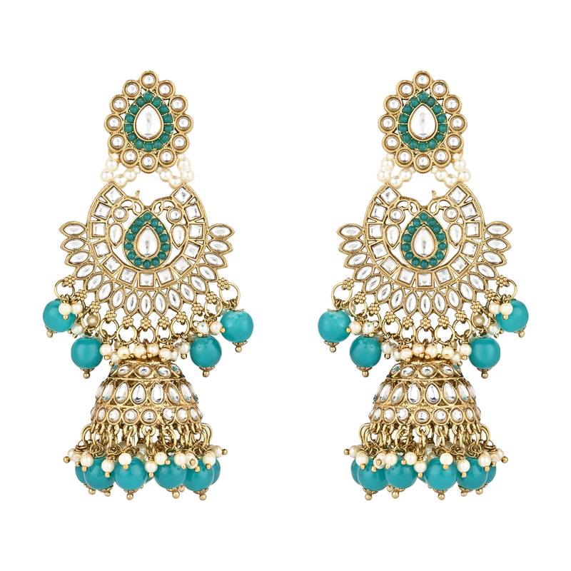 I jewels traditional kundan & pearl drop choker necklace jewellery with jhumki earrings & maang tikka set