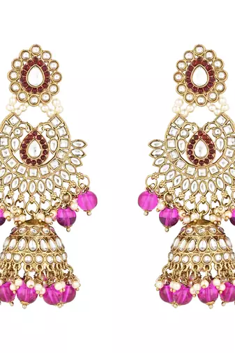 I jewels traditional kundan & pearl drop choker necklace jewellery with jhumki earrings & maang tikka set