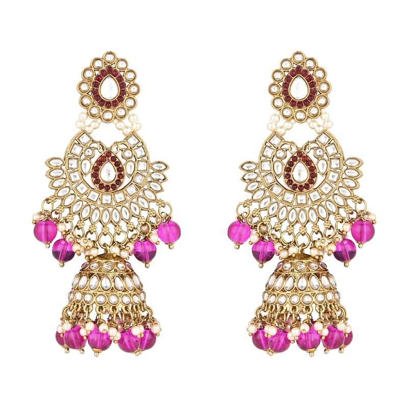 I jewels traditional kundan & pearl drop choker necklace jewellery with jhumki earrings & maang tikka set