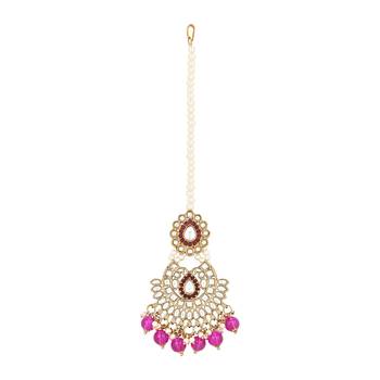 I jewels traditional kundan & pearl drop choker necklace jewellery with jhumki earrings & maang tikka set 4