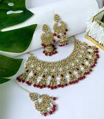 stylish traditional kundan & pearl drops bridal choker necklace jewellery set
