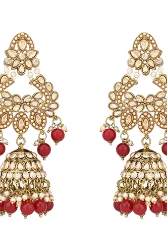 stylish traditional kundan & pearl drops bridal choker necklace jewellery set