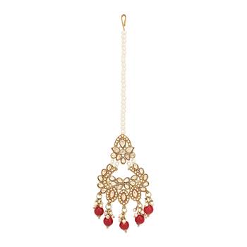 stylish traditional kundan & pearl drops bridal choker necklace jewellery set 4