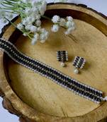 traditional pearl & kundan studded choker necklace jewellery set for women & girls 