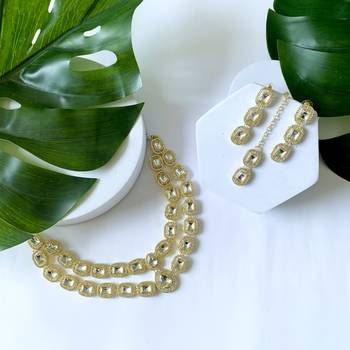 traditional stone choker necklace jewellery with earring & maang tikka set for women & girls  1