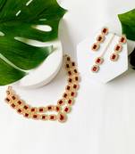 traditional stone choker necklace jewellery with earring & maang tikka set for women & girls 