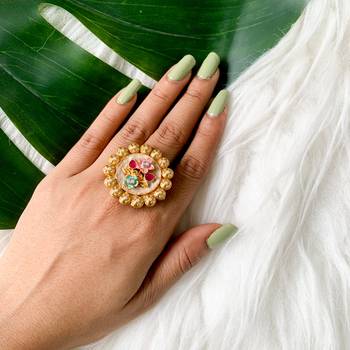 traditional floral design comfort fit finger ring for women & girls  1