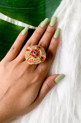 antique traditional ethnic classic style adjustable comfort fit finger ring  for women & girls 