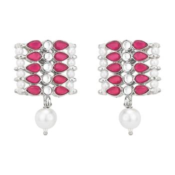 traditional pearl & kundan studded choker necklace jewellery set 3