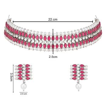 traditional pearl & kundan studded choker necklace jewellery set 4