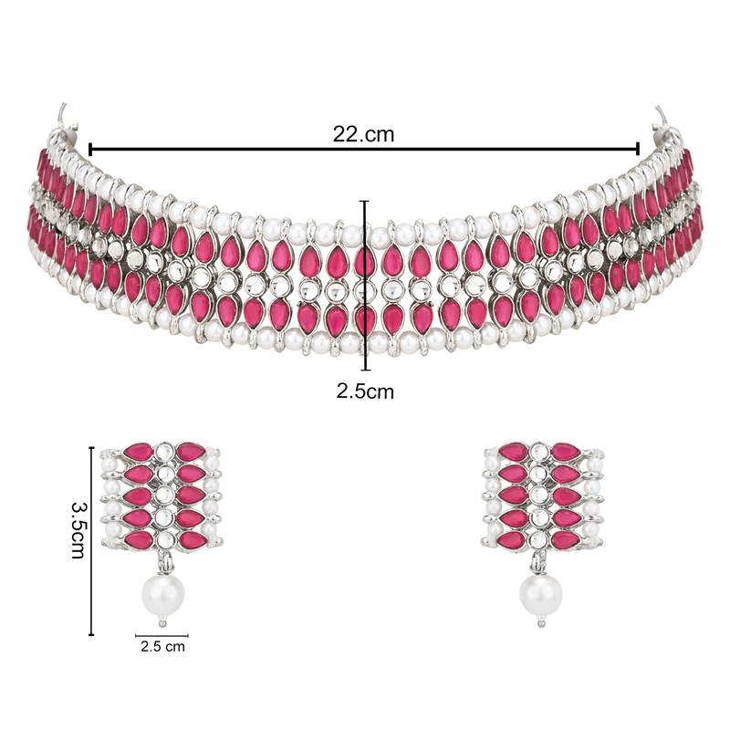 traditional pearl & kundan studded choker necklace jewellery set