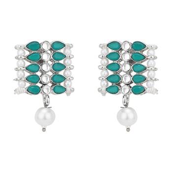 traditional pearl & kundan studded choker necklace jewellery set 2
