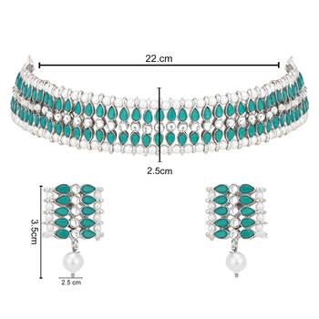 traditional pearl & kundan studded choker necklace jewellery set 4