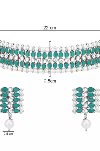 traditional pearl & kundan studded choker necklace jewellery set