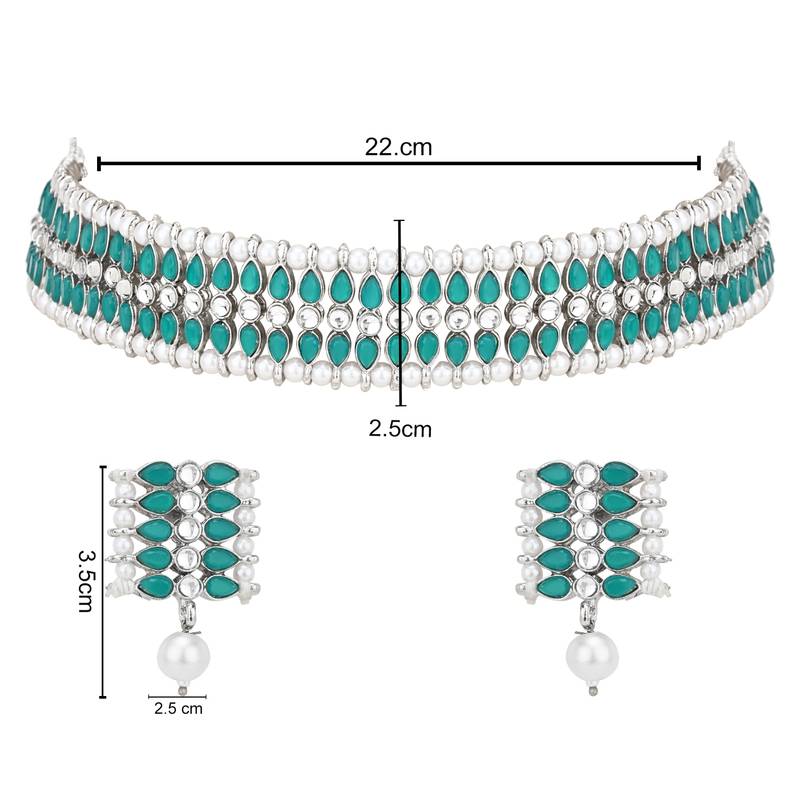 traditional pearl & kundan studded choker necklace jewellery set