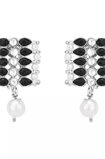 traditional pearl & kundan studded choker necklace jewellery set for women & girls 