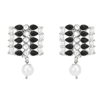 traditional pearl & kundan studded choker necklace jewellery set for women & girls  6