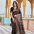 Black Kanjivaram style Leaves silk bland zari work saree with Blouse