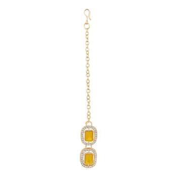traditional stone choker necklace jewellery with earring & maang tikka set for women & girls  4