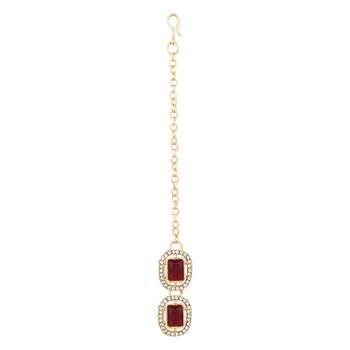 traditional stone choker necklace jewellery with earring & maang tikka set for women & girls  4