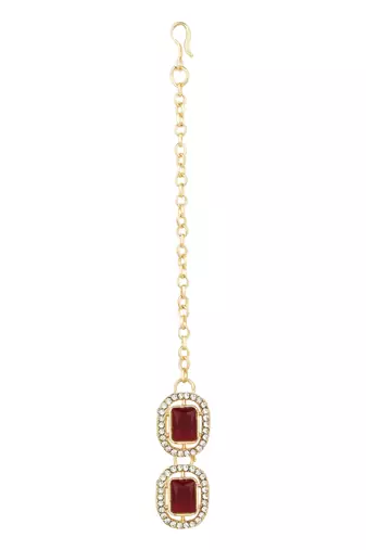 traditional stone choker necklace jewellery with earring & maang tikka set for women & girls 