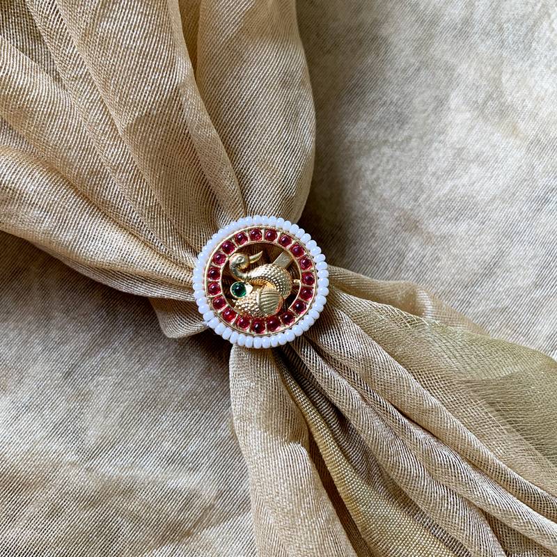 stylish matte ethnic round peacock design adjustable finger ring for women & girls 