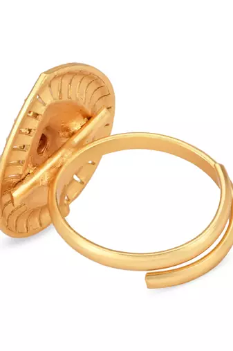 traditional  kundan & pearls teardrop shape adjustable finger ring for women & girls 