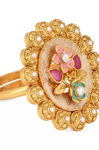 traditional floral design comfort fit finger ring for women & girls 