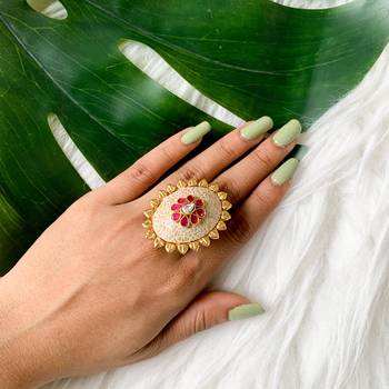 antique ethnic traditional floral shaped design adjustable finger ring for women & girls  1