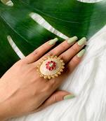 antique ethnic traditional floral shaped design adjustable finger ring for women & girls