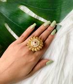 I jewels stylish traditional floral design adjustable finger ring for women & girls 