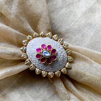 antique ethnic traditional floral shaped design adjustable finger ring for women & girls  2
