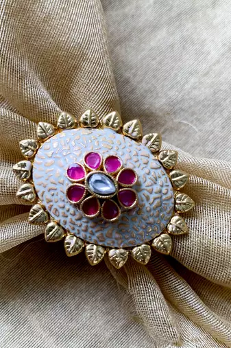 antique ethnic traditional floral shaped design adjustable finger ring for women & girls 