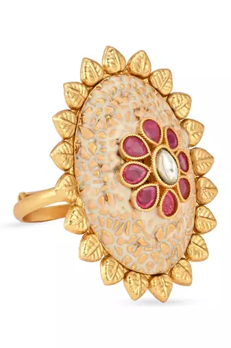 antique ethnic traditional floral shaped design adjustable finger ring for women & girls 