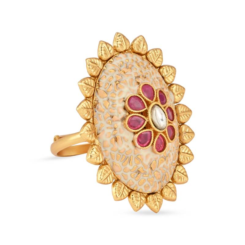 antique ethnic traditional floral shaped design adjustable finger ring for women & girls 