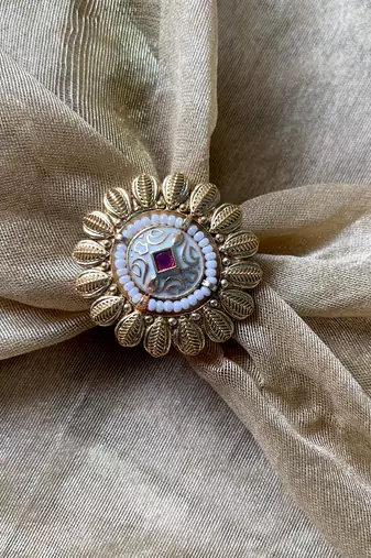 I jewels stylish traditional floral design adjustable finger ring for women & girls 