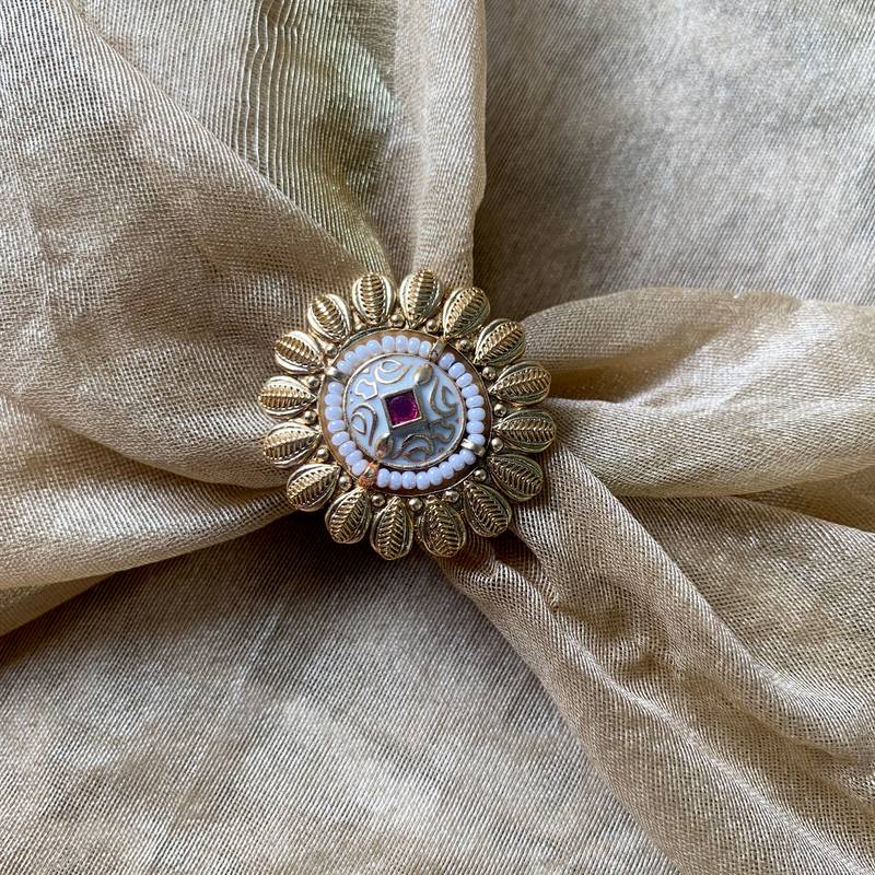 I jewels stylish traditional floral design adjustable finger ring for women & girls 