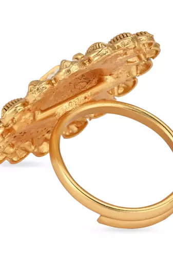 I jewels stylish traditional floral design adjustable finger ring for women & girls 
