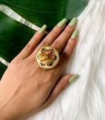 stylish traditional ethnic adjustable peacock design finger ring for women & girls 